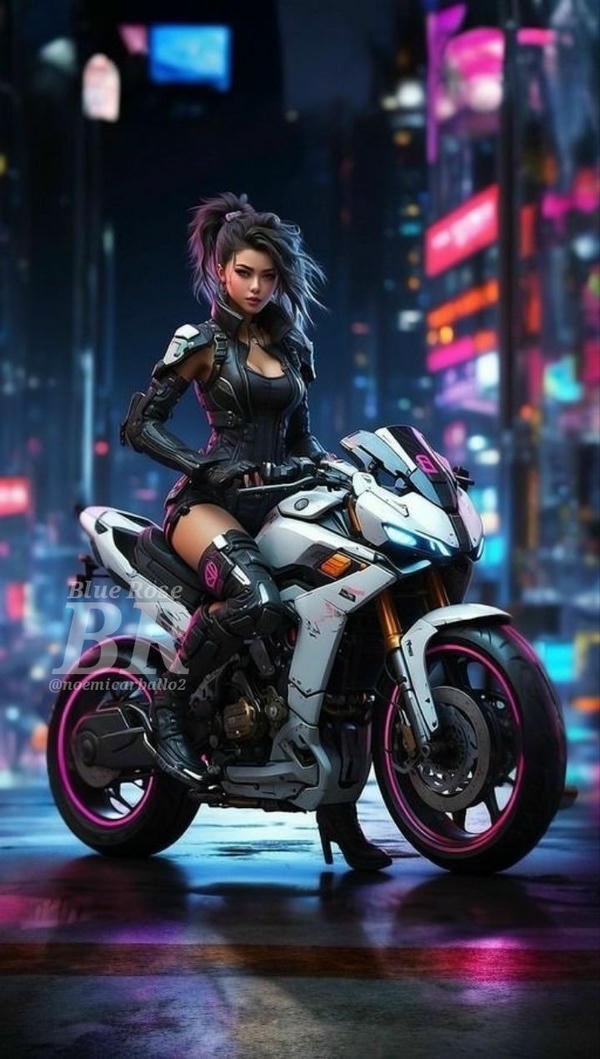 Anime gái xinh cưỡi mô tô ngầu