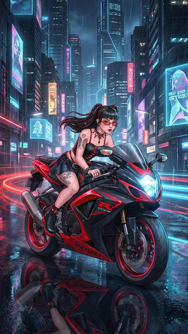 Anime gái xinh mô tô cá tính