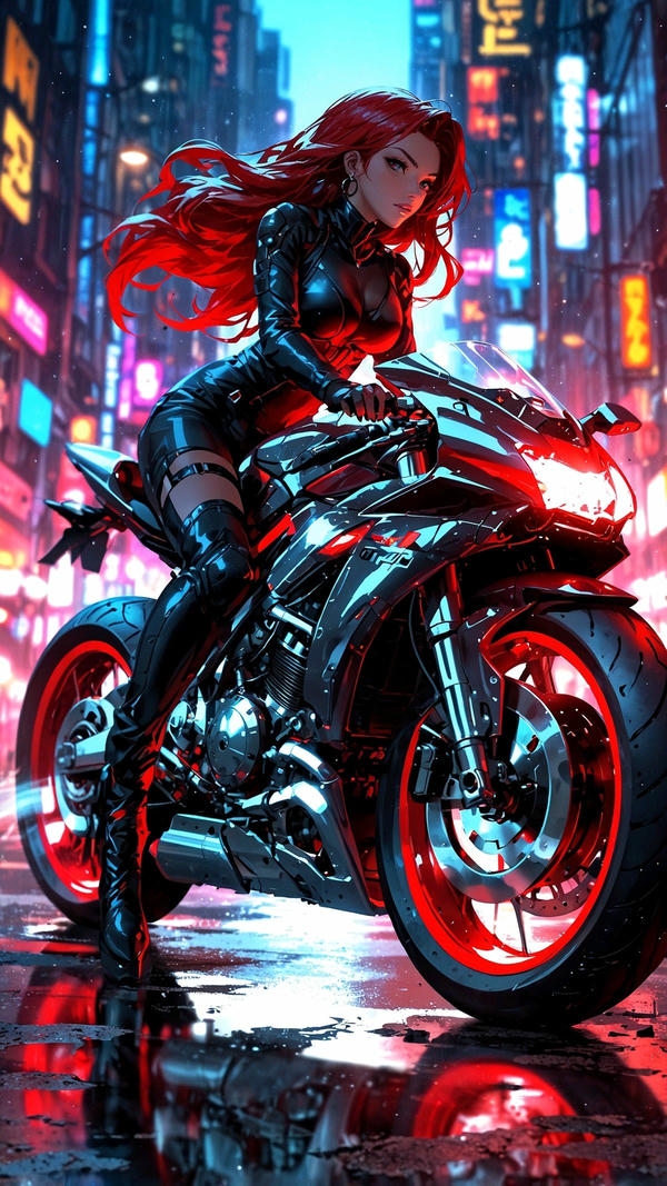 Anime gái xinh phong cách biker