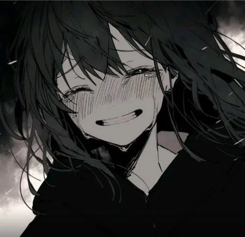 Ảnh hiển thị cô gái anime trắng đen mi mắt lặng tĩnh