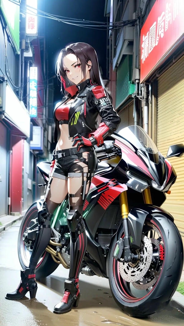 Gái xinh anime cưỡi mô tô ngầu