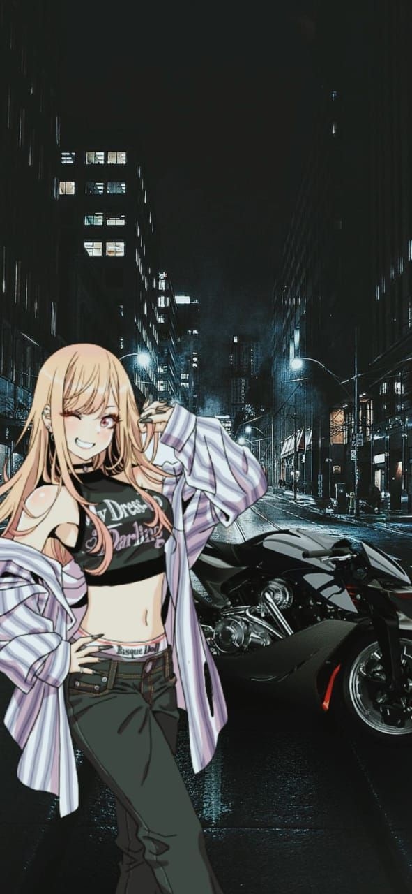 Hình anime gái xinh biker ngầu