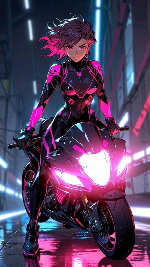 Hình anime gái xinh lái mô tô