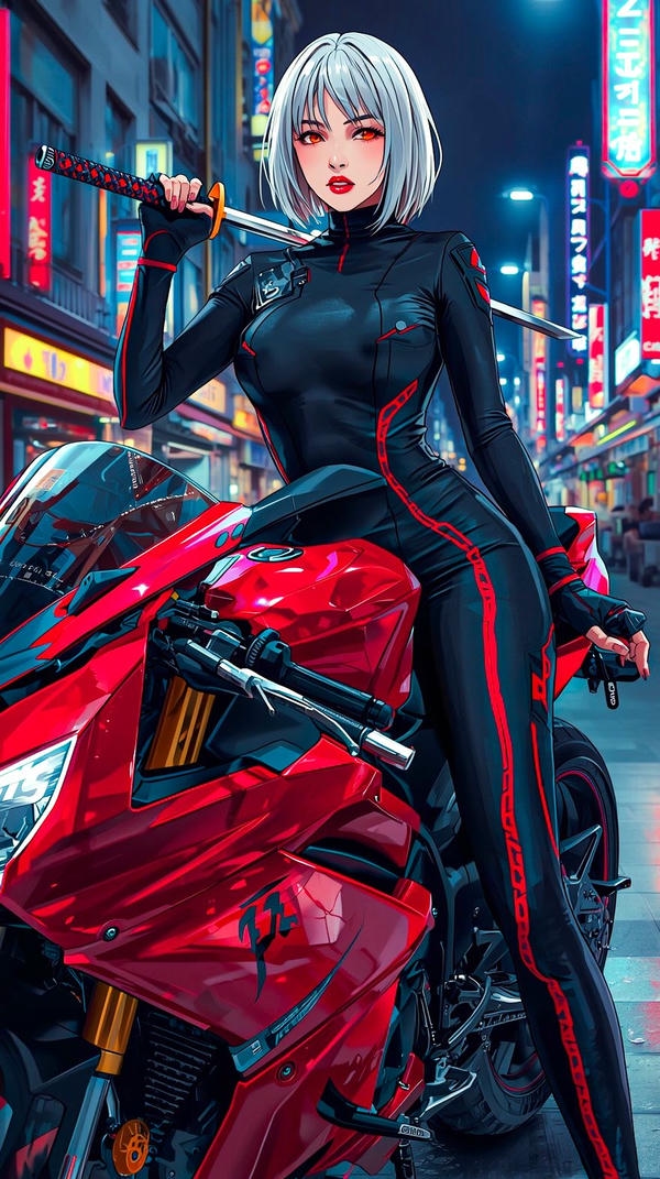 Hình anime gái xinh mô tô ngầu