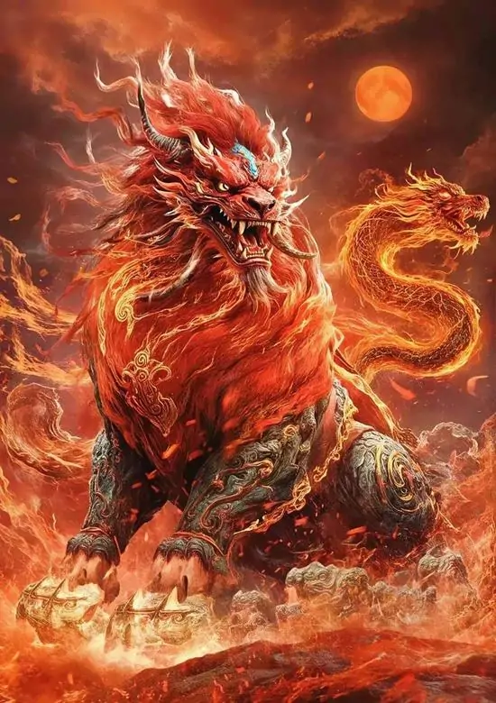 Tỳ hưu trắng sữa quay ngang dưới nền trời xanh, sừng cong nhẹ và bờm nổi rõ từng lớp, kiểu ảnh sạch sáng này hợp người thích phong thủy theo hướng thanh nhã
