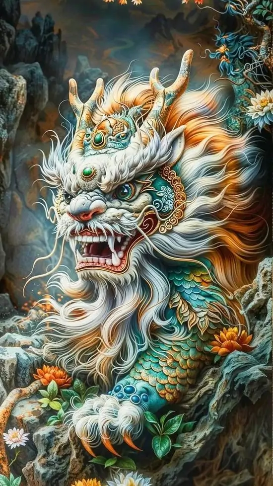 Con tỳ hưu nhỏ dáng cute nằm trên đài sen vàng, mắt tròn và bờm mềm nổi bật trong nền đỏ ấm, nhìn vào thấy dễ thương mà vẫn gợi tài lộc