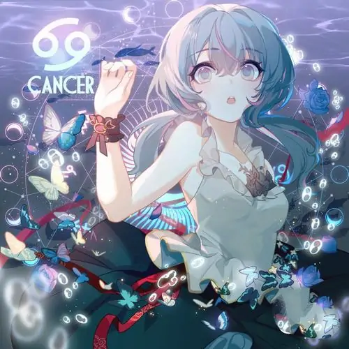 Hai cô gái anime trong bộ xanh trắng ngồi cạnh nhau giữa hoa nổi và bong bóng biển, một người tóc bạc một người tóc xanh, bố cục này hợp cho ảnh đại diện đôi