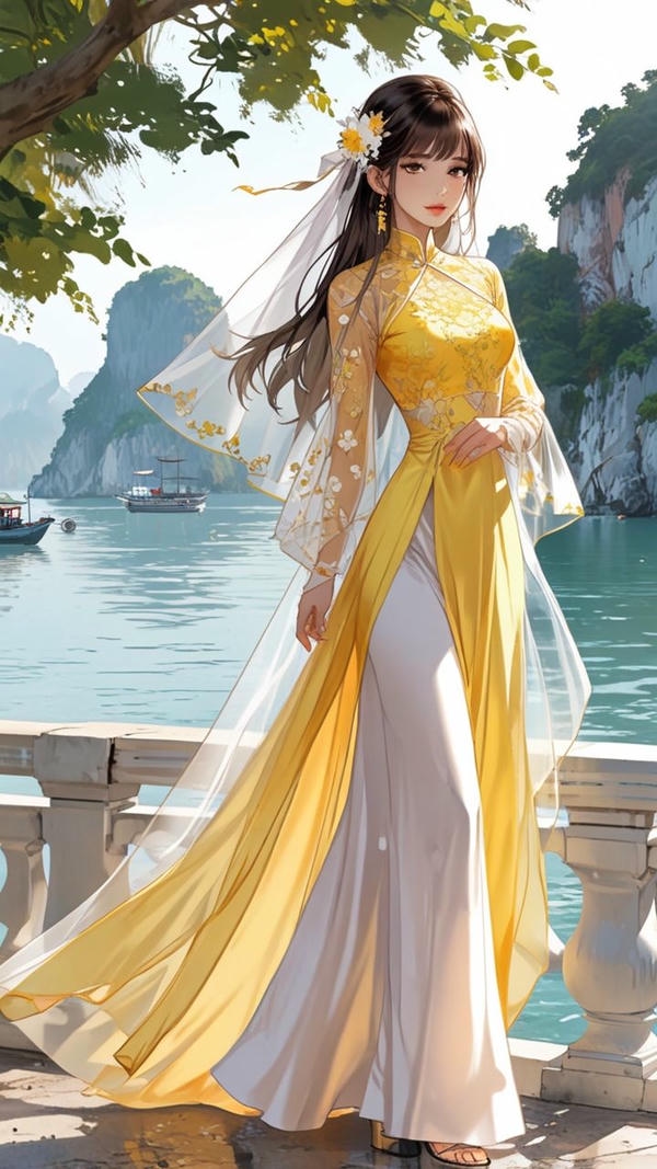 “Cô gái anime dưới ánh trăng.”