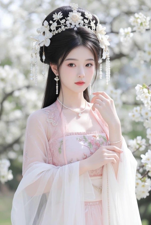 Gái xinh giữa vườn hoa đào rực rỡ
