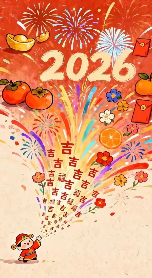 hinh-anh-doraemon-tet-2026-11 Hình đẹp 2026 pháo hoa rợp trời, có Doraemon nhỏ ở góc, hợp làm hình nền điện thoại