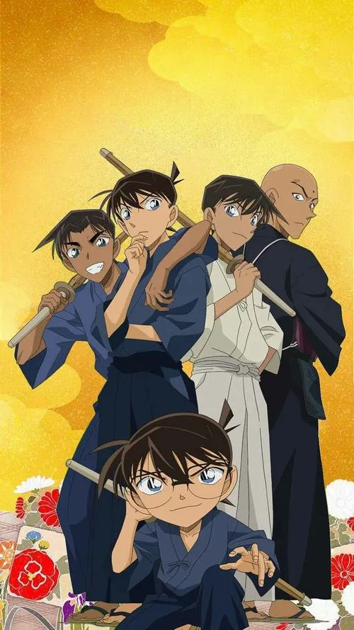 hinh-anh-hattori-heiji-ngau-35 Ảnh bìa nhóm bạn phá án, Heiji nổi bật với da ngăm và lông mày rậm, bố cục gọn đẹp.
