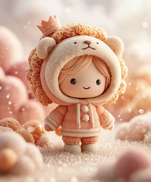 Bé gái phong cách anime ngồi giữa đống hộp quà sinh nhật, giấy ruy băng quấn quanh tay và miệng cười méo xệch vì chưa mở được nút thắt, nhìn cute mà rất thật