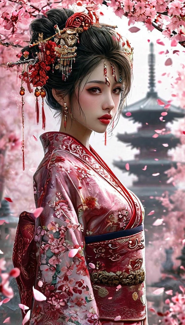 Kimono khiến màn hình thêm nổi bật.